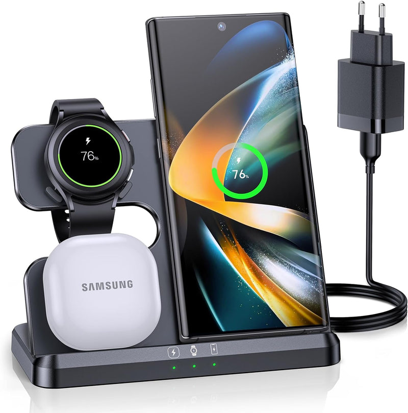 ZUBARR Induktive Ladestation für Samsung 3 in 1 Ladestation Kompatibel für Galaxy Watch 6/6 Classic/