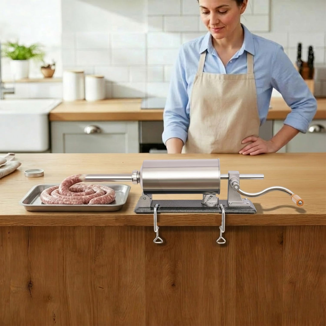 4L Wurstfüller aus Edelstahl – Manuelle Wurstfüllmaschine mit Tischklemme, Wurstpresse für Küche &amp; R