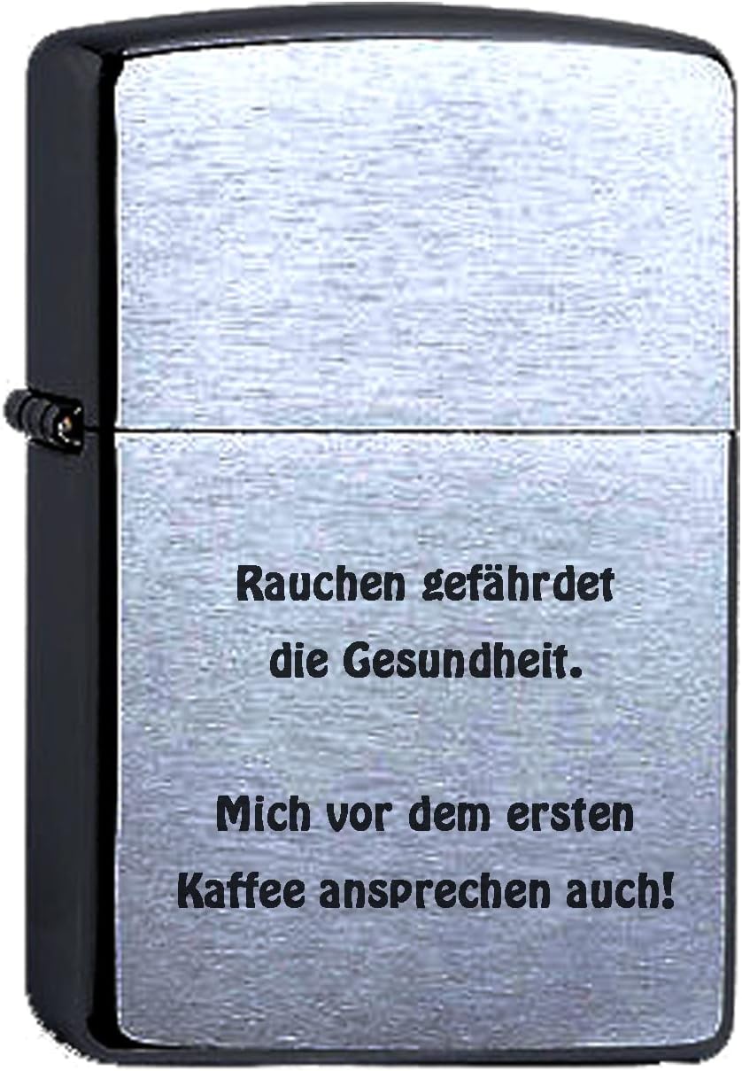 Zippo Benzinfeuerzeug mit Gravur Wunschtext Chrome Brushed Wunschgravur personalisiert Name Personal