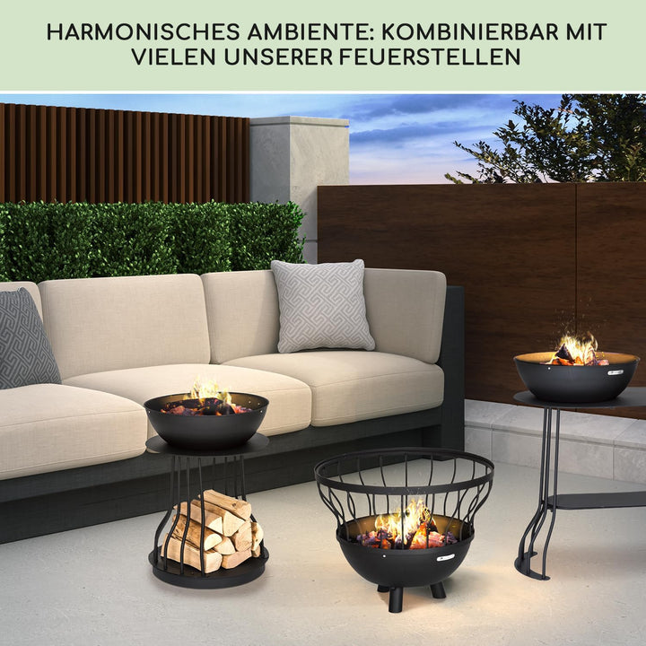 blumfeldt Feuerschale für den Garten, mit Grillrost & Abdeckung, Stahl Feuerschalen Klein, Wetterfes