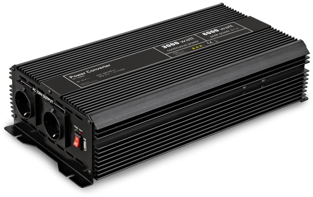 Goobay 58892 Spannungswandler / Wechselrichter / Inverter 12V auf 230V 3000W / 6000W mit 2x AC-Steck