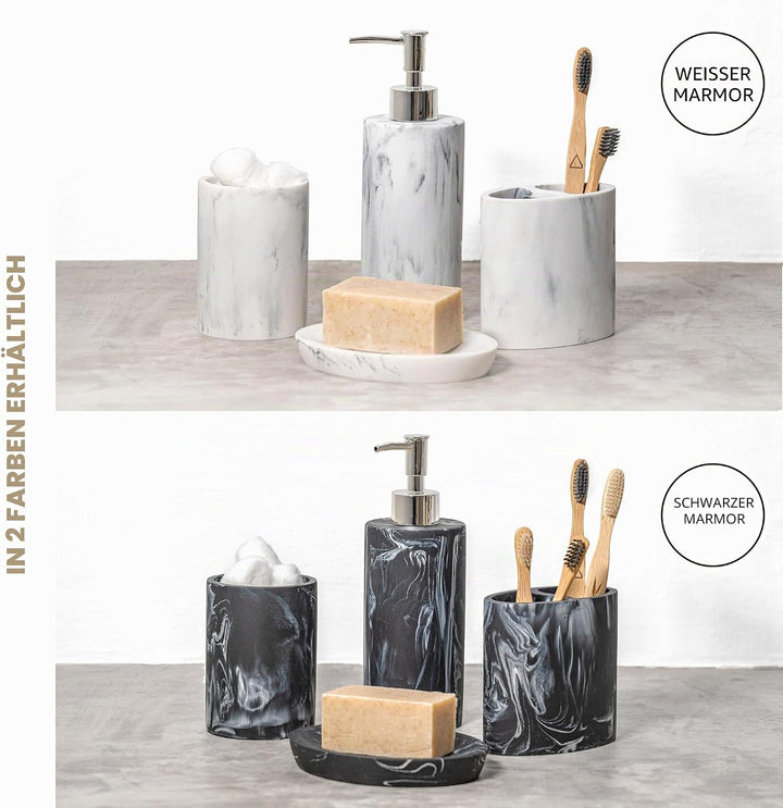 ZCCZ Badezimmer Set – 4 Teile – Badezimmer Organizer mit Zahnbürstenhalter, Seifenspender, runde Sei