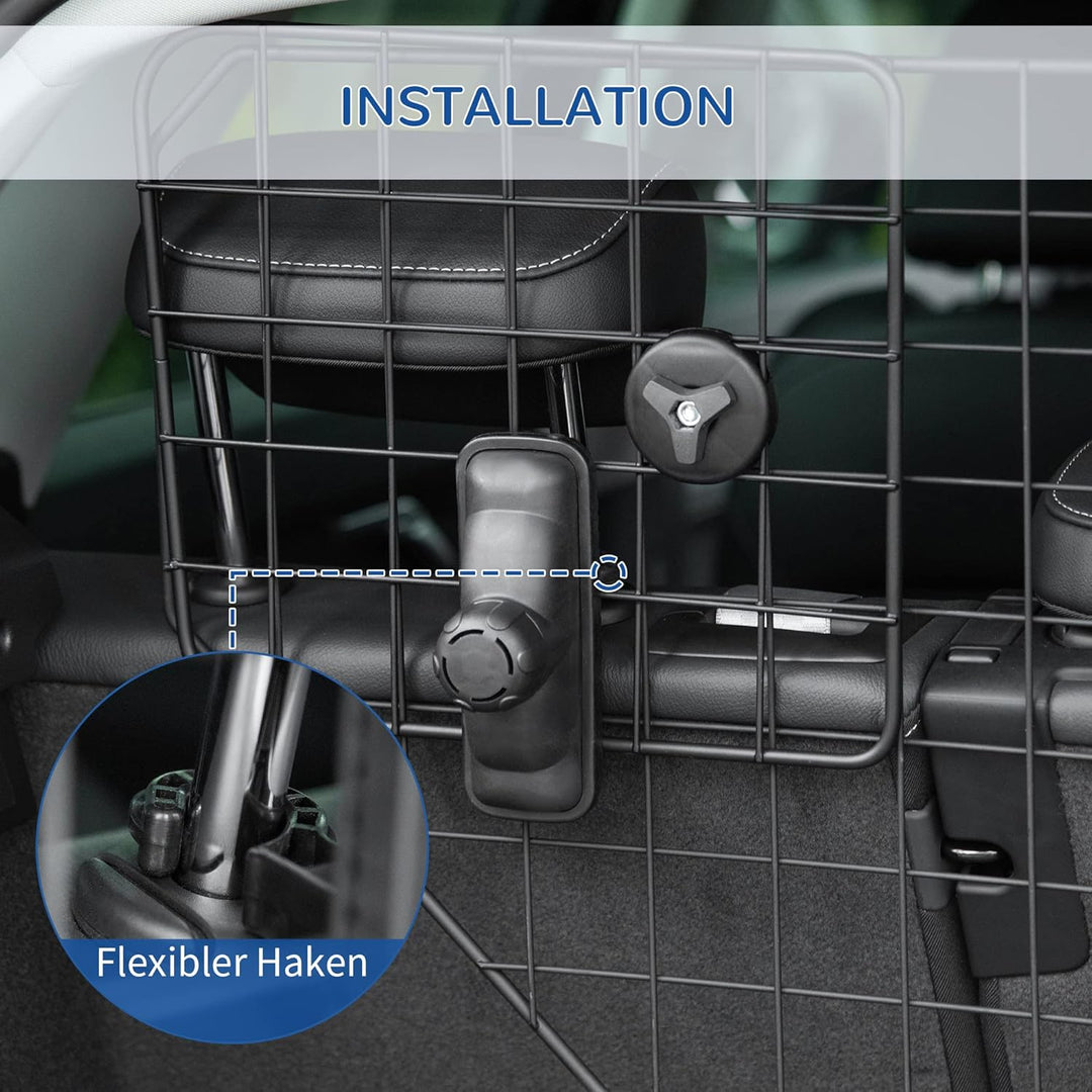 PawHut Hundegitter Auto Universal Autoschutzgitter für Hunde mit Stufenlos Verstellbare Breite, Tren