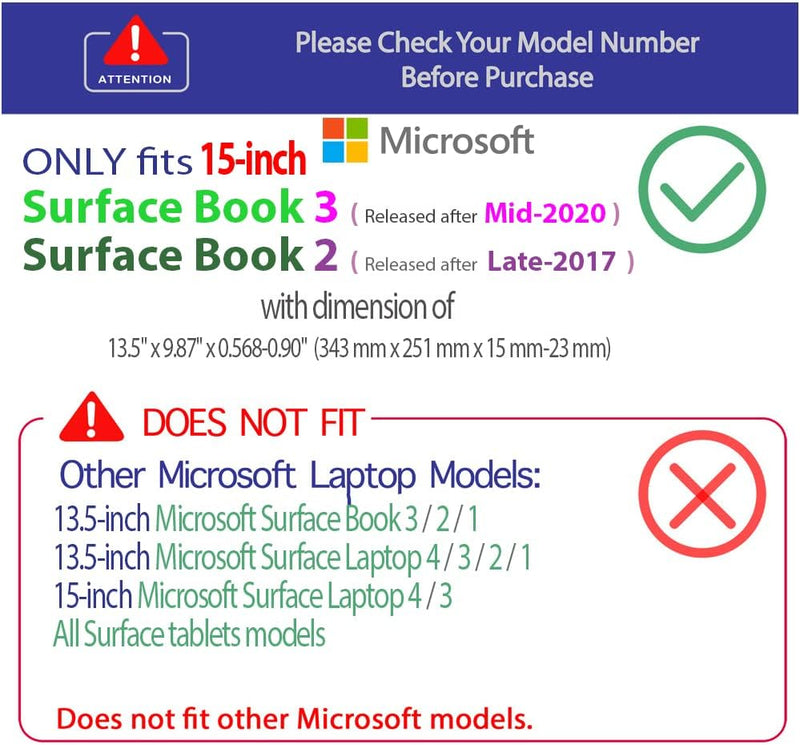 mCover Hartschalen für Microsoft Surface Book 2/3 (38,1 cm) 15 Zoll (Schwarz) 15" Microsoft surface