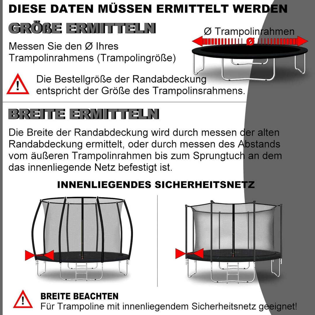 Baunsal® Trampolin Randabdeckung Ø 183 244 250 275 300 305 335 366 370 396 400 427 430 457 460 487 4