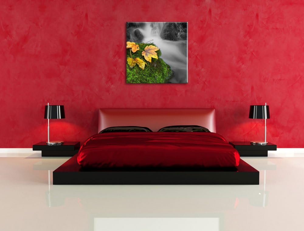 Pixxprint Waldbach als Leinwandbild/Grösse: 70x70 cm/Wandbild/Kunstdruck/fertig bespannt, 70x70