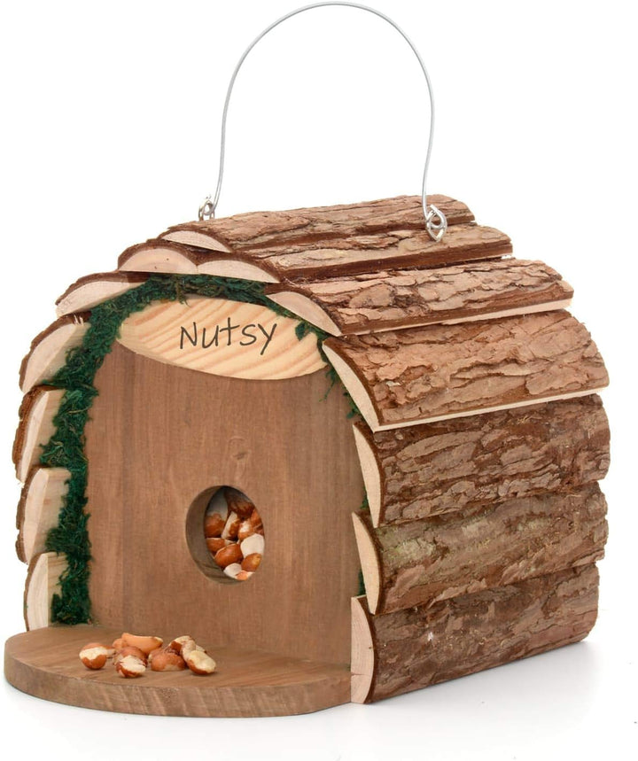 Ckb Ltd 2-in-1 Eichhörnchen-Futterstation / Vogel-Nisthaus zum Aufhängen, rustikal, natürlich, wette