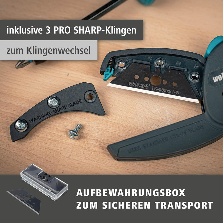 wolfcraft Allesschneider megaCut PRO – Profi-Multischneider mit PRO SHARP Klinge, ergonomischem 2-Ko