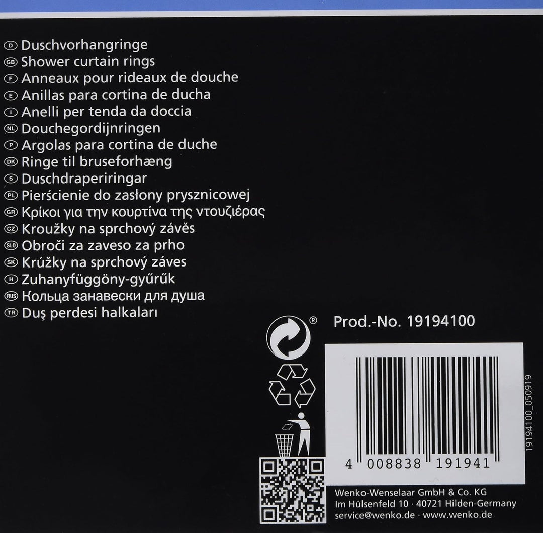WENKO Duschvorhangringe gross Weiss 12er Set 12er Set Weiss (Packung mit 2)