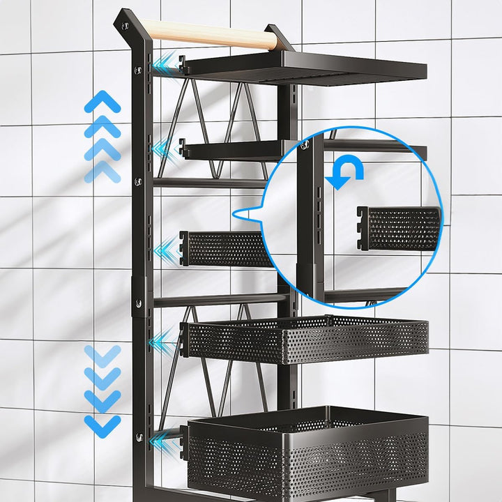 Heikoeco® Servierwagen Küchenwagen mit Rollen, Gemüseregal Metall, Obst Aufbewahrung, Rollwagen Allz