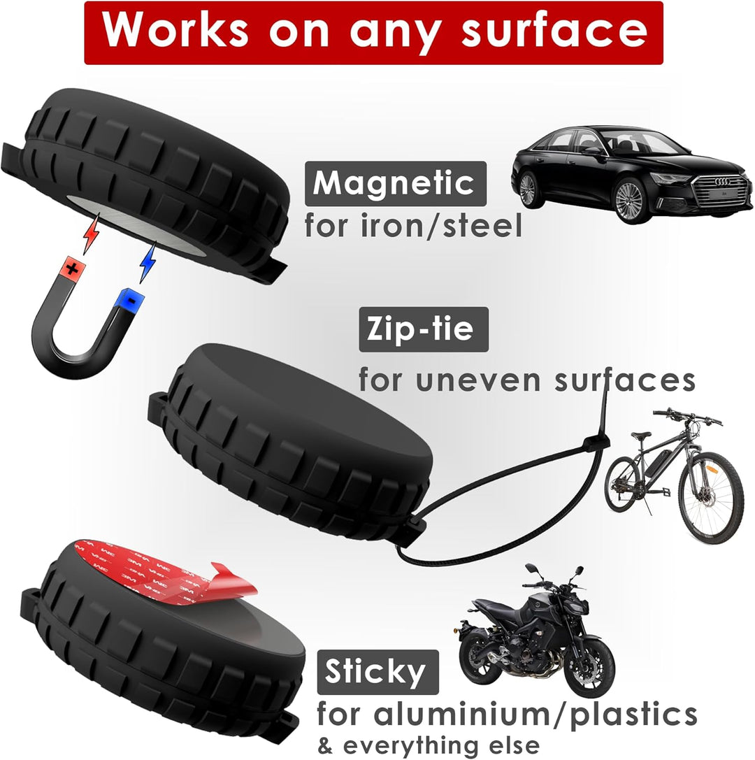 4X PREMIUM magnethalterung, klebende & kabelbinderbare Hülle | Kompatibel mit Apple AirTag | Wasser-