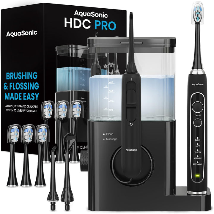 Aquasonic Home Dental Center PRO –Zähneputzen und Zahnseide leicht gemacht –Bürste und Zahnseide –el