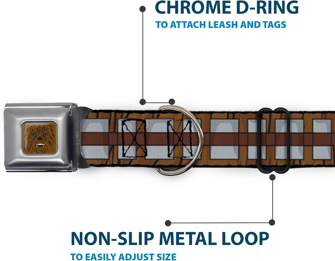 Buckle-Down Sicherheitsgurtschnalle, Star Wars Chewbacca Bandolier Bounding Browns Gray 28 bis 43 cm