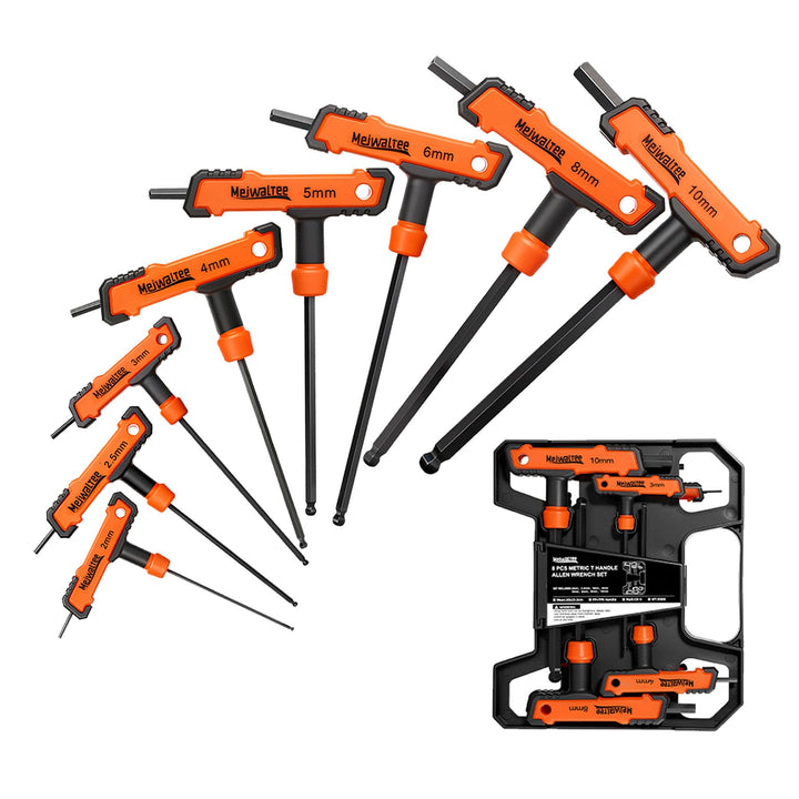 Meiwaltee 8 tlg T-Griff schlüssel-Satz, 2-10mm T-Griff Schraubendreher Set, Innensechskant Stiftschl