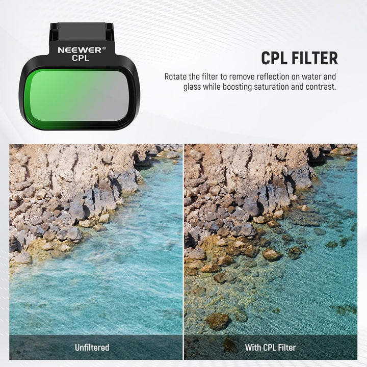 NEEWER ND Filter Set kompatibel mit DJI Mini 4K/2 SE/SE/2/Mavic Mini (3er Pack), CPL/ND8/ND16 Graufi