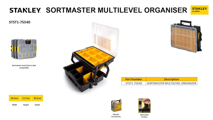 Stanley Sortmaster Organizer Multi-Level (Zwei-Ebenen-Organizer, transparenter Deckel, herausnehmbar