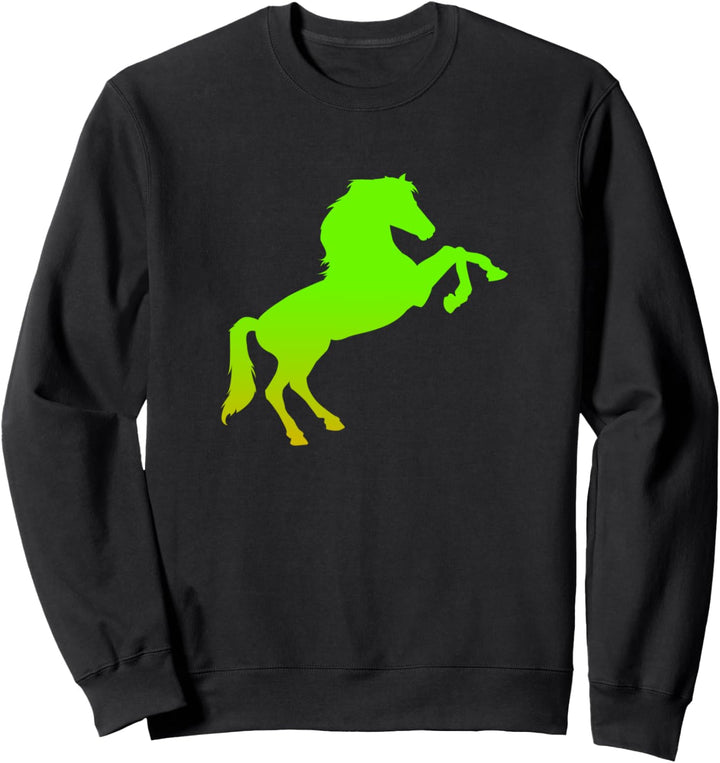 Grün und Gelb Springen Pferd Grafik Kinder Sweatshirt