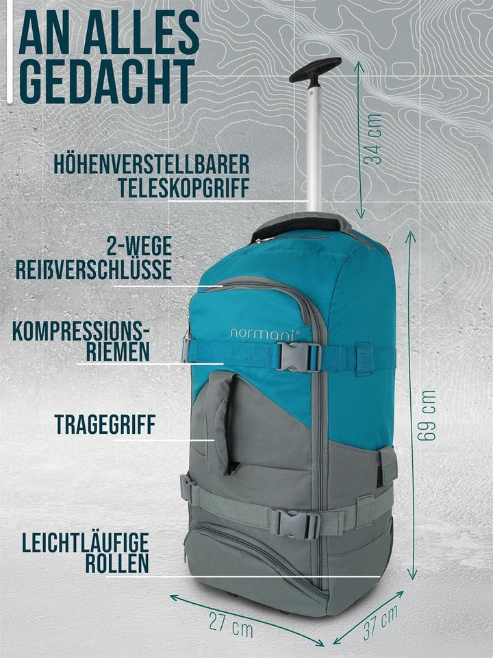 normani Backpacker Reisetaschen-Rucksack mit Trolleyfunktion - Trolley mit Frontloader Funktion und