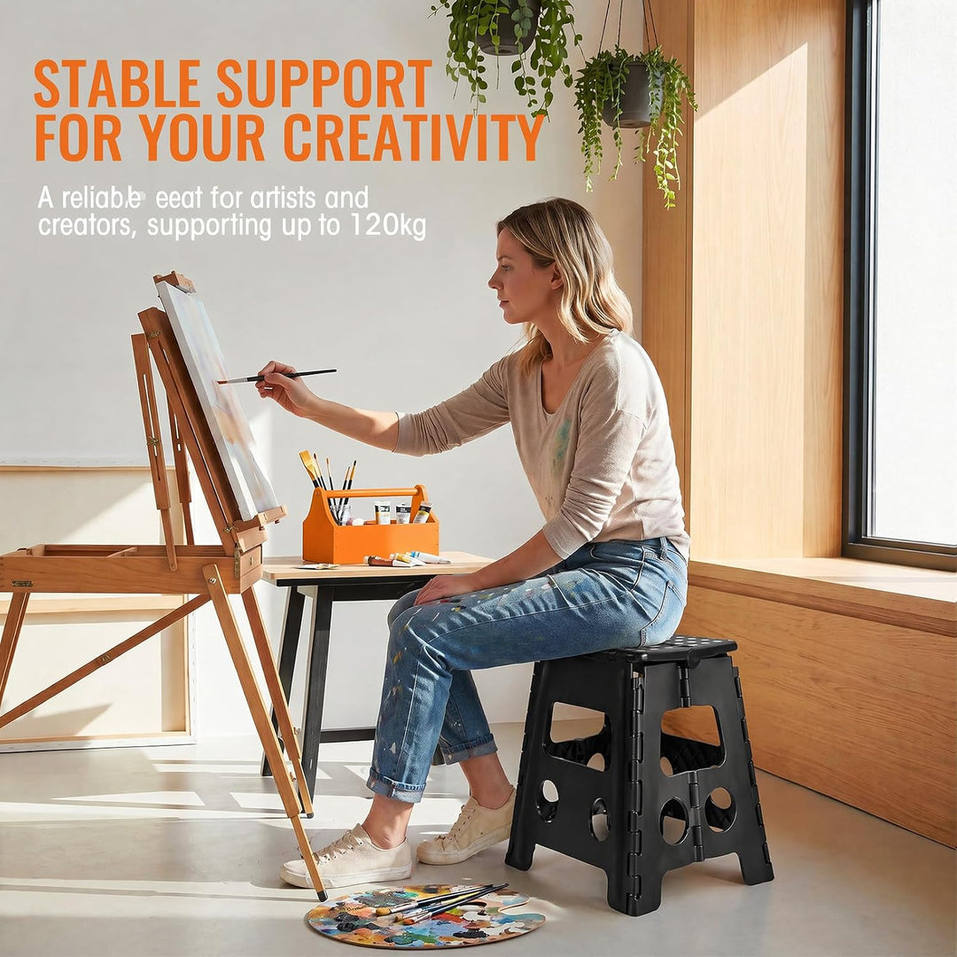 Klapphocker 45 cm,Hocker Klappbar Mit VerstäRktem Pp Kunststoff rutschfest,Schnelle Klappfunktion,Ei
