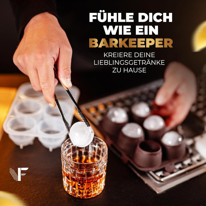 Neighbour’s Friend Patentierte Runde Eiswürfelform 4er Pack - XXL Eiskugelform für Whisky, Rum & Coc