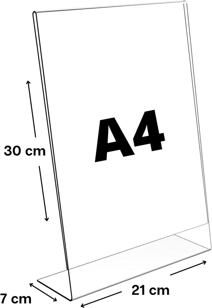 PaJaDa - Aufsteller A4, transparentes Plexiglas, 3er Pack mit L-Form, Menühalter, Leistenhalter, Ban