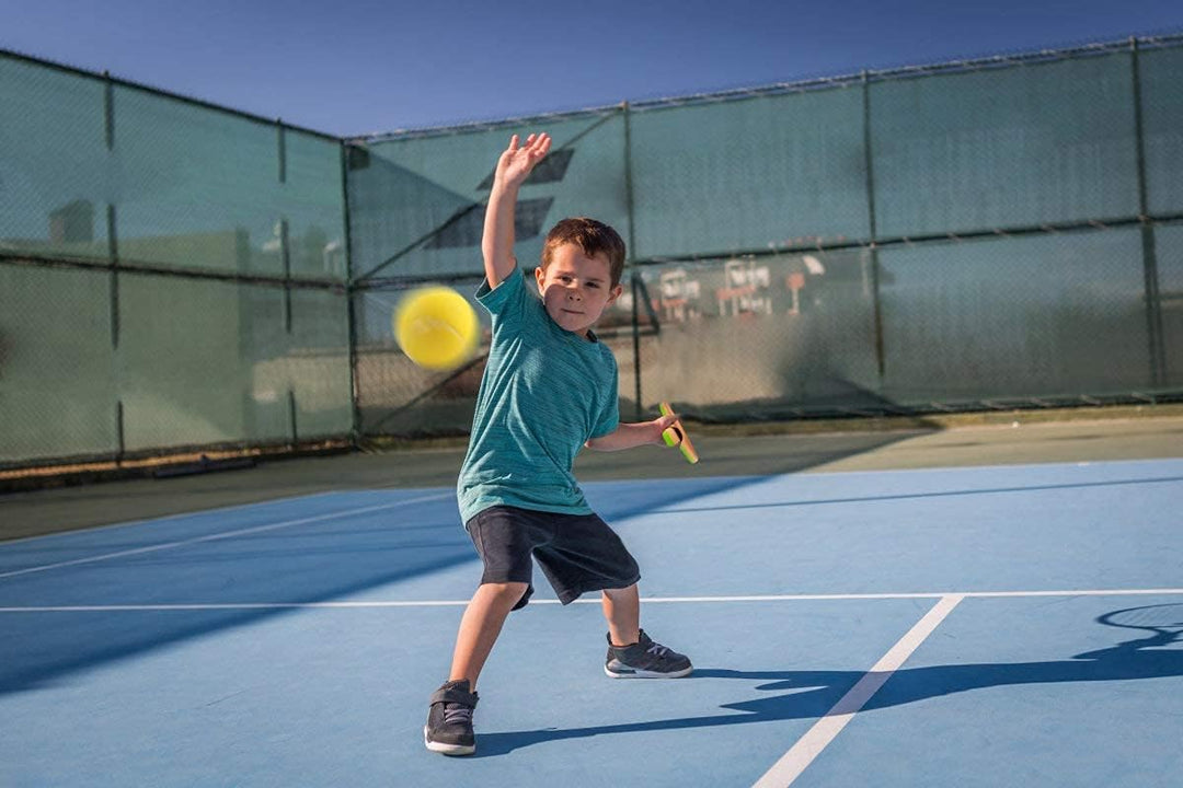 Kinder Tennisschläger mit Tragetasche,4 weiche Trainingsbälle und 6 Badminton Birdies,Tennisschläger