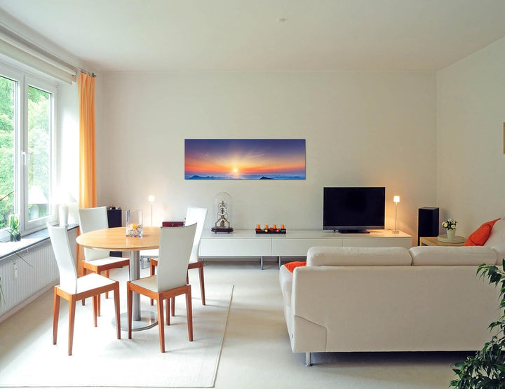 Paul Sinus Art Panoramabild auf Leinwand und Keilrahmen 150x50cm Ukraine Blumenwiese Sommer Abendson
