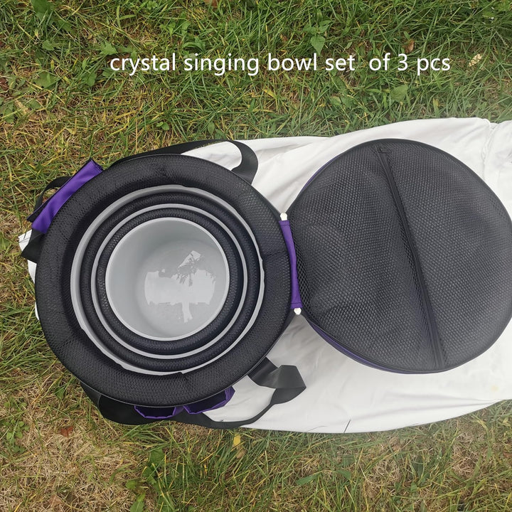 12''C 10''F 8''A, 432Hz Crystal Singing Bowl Set of 3,With Case,Sound Bowls Meditation Set