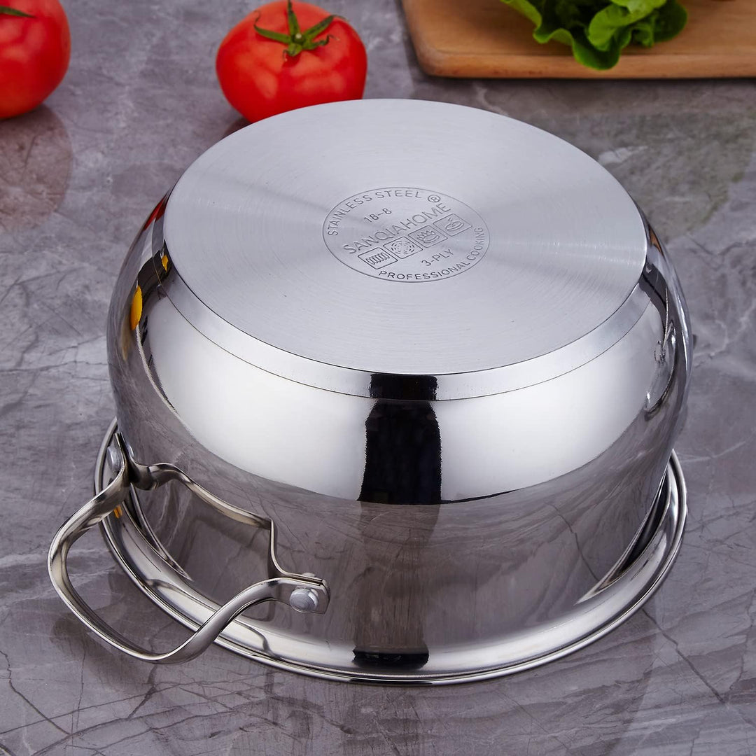 Kochtopf Induktion 24 cm - Edelstahl - 4,3L - Topf mit Deckel- Für alle Herdarten - Ofenfest - Ofenf