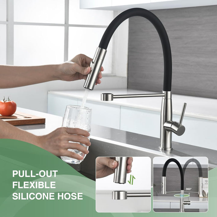 Baollansa Wasserhahn Küche Gebürstet, küchenarmatur mit flexibler auslauf, silikonschlauch armatur k
