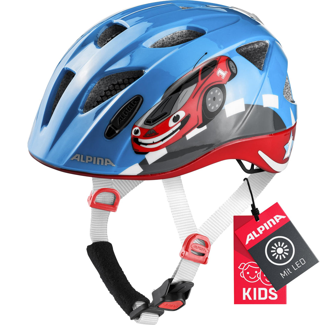 ALPINA XIMO FLASH - Beleuchteter, Reflektierender, Leichter & Anpassbarer LED Fahrradhelm Für Kinder