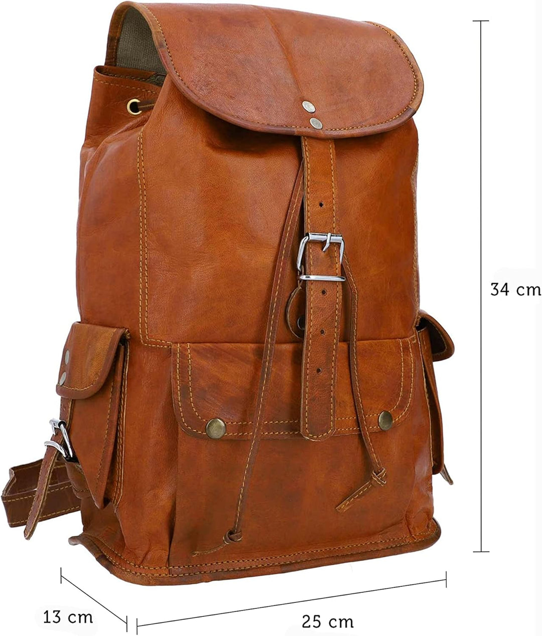 Rucksack aus Leder Gusti Leder ''Bobbie 15 Schultertasche Unisex M5b, Mittelbraun, 13 Zoll