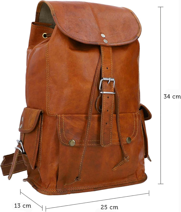 Rucksack aus Leder Gusti Leder ''Bobbie 15 Schultertasche Unisex M5b, Mittelbraun, 13 Zoll