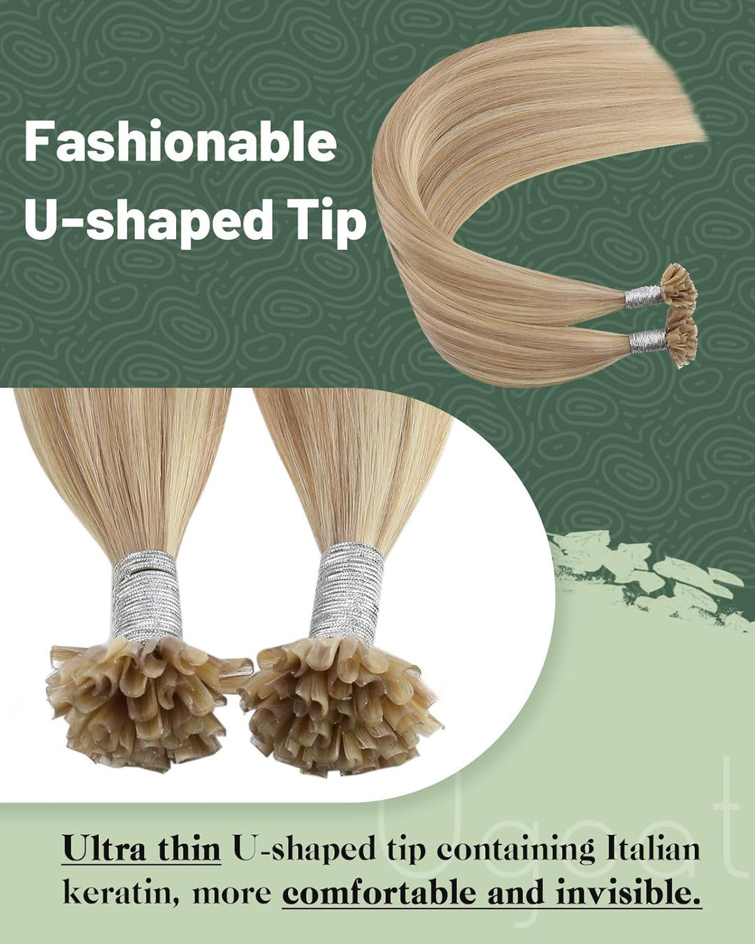 Ugeat Keratin Bonding Extensions Echthaar Blond Highlight Echthaar Extensions U Tip Goldblond mit He