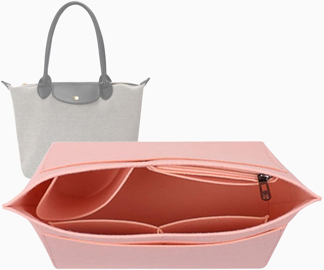 1028pink-M AG Tragetasche für Longchamp Le Pliage, grosse Tragetasche, Filz, Geldbörse, Reissverschl