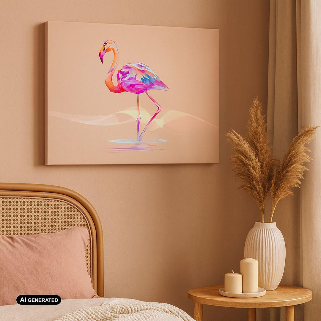 ARTTOR Bilder auf Leinwand Flamingo Vogel Wasser Leinwandbild 70x50cm Wandbilder Dekoration Wohnzimm