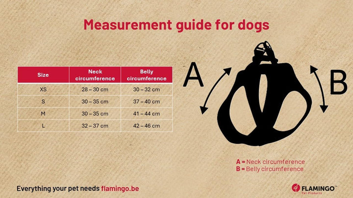 Flamingo Step&amp;Go Hundegeschirr Pookie – Beige – Grösse L (A: 32–37cm, B: 42–46cm, 5mm) – Weiches Fle