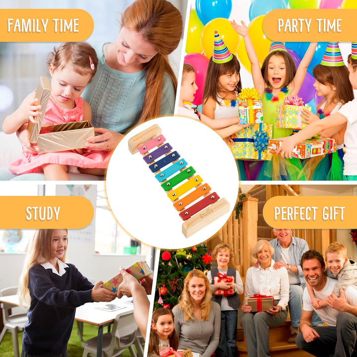 Stoie's 8 Fliesen Regenbogenfarben C-Key Xylofon Klavier Keyboard Spielzeug für Kinder Kleinkinder m
