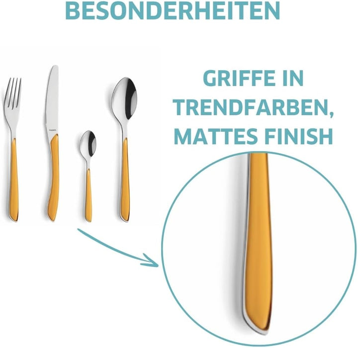 Kuppels Prisma Besteck Set für 6 Personen aus Edelstahl poliert | Besteckset 24-teilig | Hochwertige