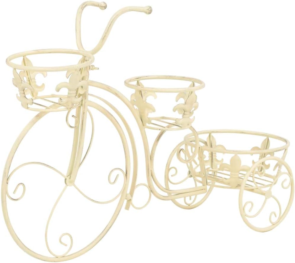 Festnight Blumentreppe Metall Pflanzentreppe Pflanzenst?nder Blumenregal Dekoration Fahrradform Vint