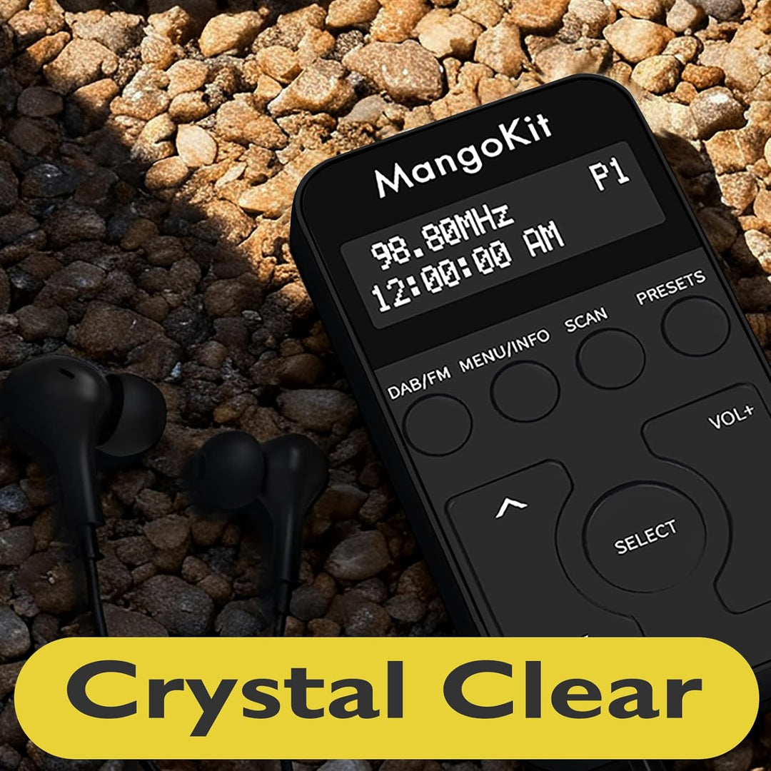 MangoKit Kleines Tragbares Mini DAB/DAB+/UKW-Radio,Digitales Taschenradio mit Kopfhörer,Wiederauflad