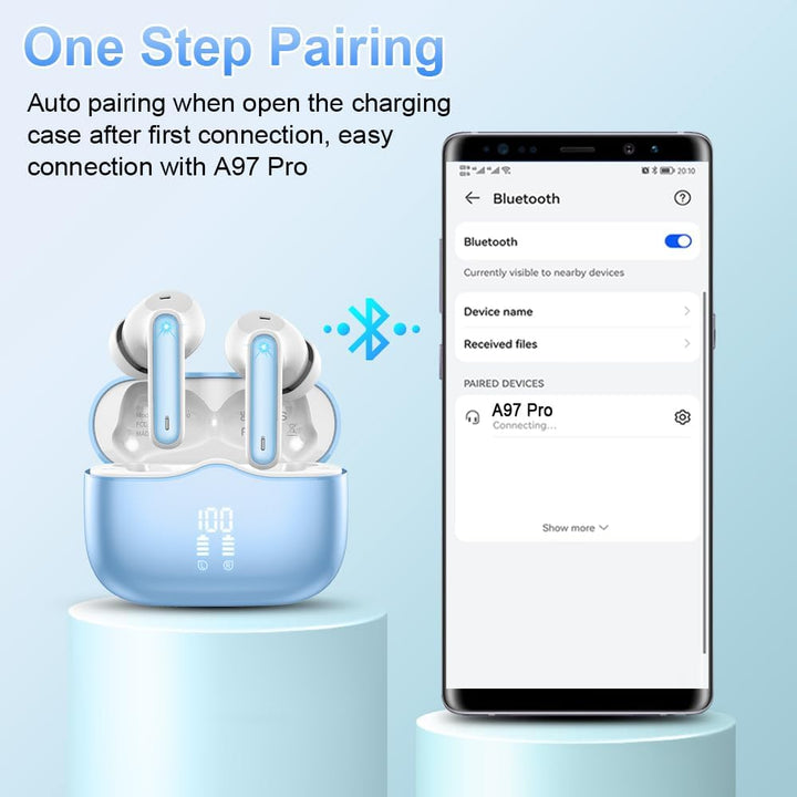 Bluetooth Kopfhörer, Kopfhörer Kabellos Bluetooth 5.3 In Ear Kopfhörer mit 4 ENC Noise Cancelling Mi