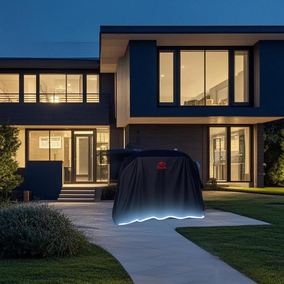 Turtle Life Gartenliege Abdeckung, Abdeckhauben für Liegen Wasserdicht, Liegestuhl Abdeckung mit Bel