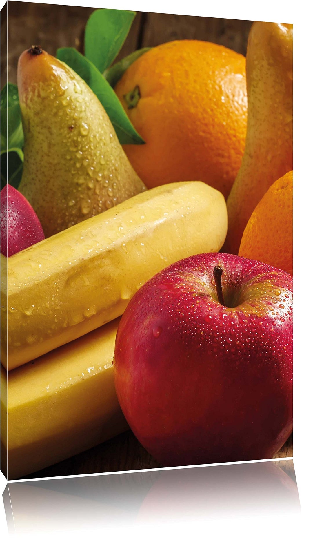 Pixxprint Obst Erdbeeren Kiwi Orangen als Leinwandbild/Grösse: 100x70 / Wandbild/Kunstdruck/fertig b