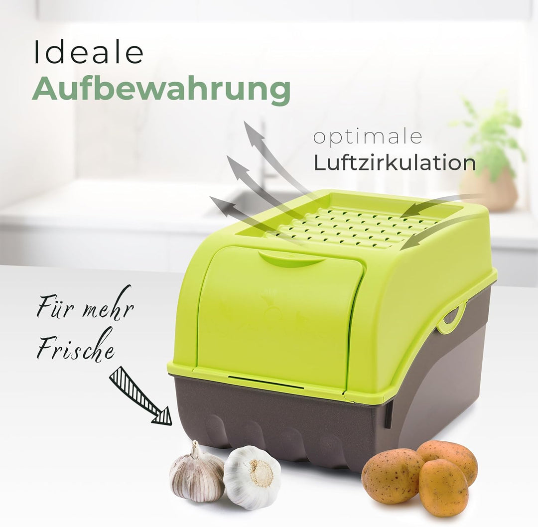 Novaliv Kartoffel Aufbewahrungsboxen Set | 3,5L + 5L + 9L | GRÜN | Kartoffelboxen | Gemüseboxen stap