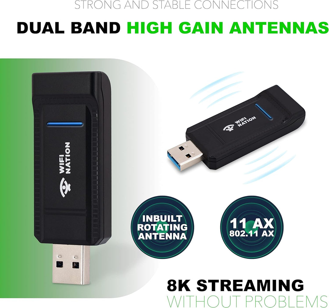 WiFi Nation WiFi 6 AX1800 2T2R, USB 3.0 Chipsatz: RTL8832AU, WiFi Dongle Adapter | 802.11ax Gigabit