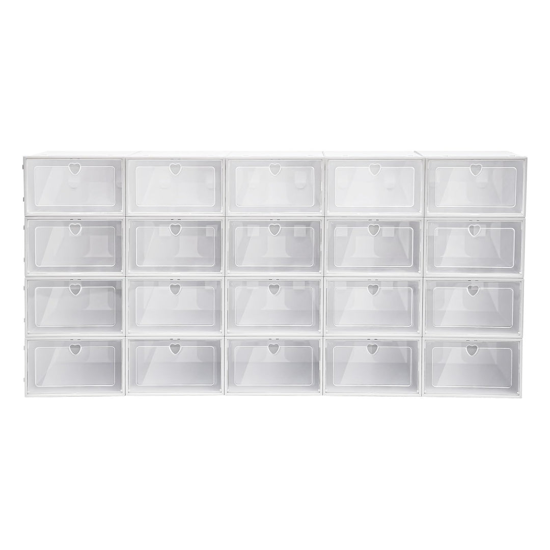 20er Pack durchsichtige Schuhbox Aufbewahrung, Faltbare Display Box Container Schrank Regal Schuh Or