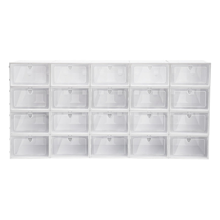 20er Pack durchsichtige Schuhbox Aufbewahrung, Faltbare Display Box Container Schrank Regal Schuh Or
