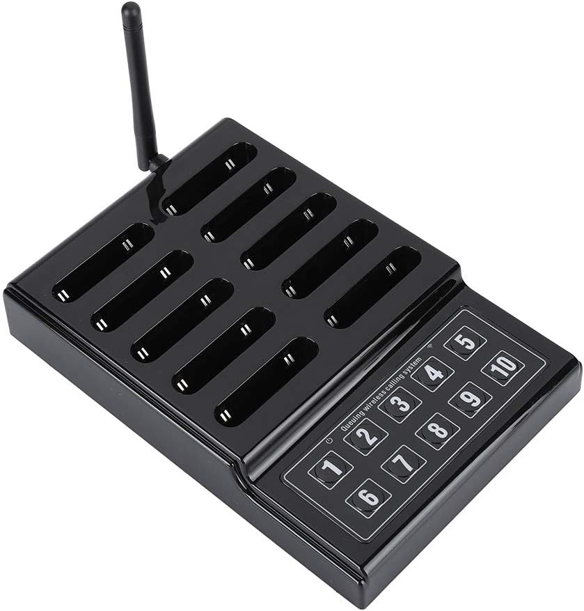Drahtloses Pager-System für Restaurants, Warteschlangen-Anrufsystem, 10-Kanal-Anruftastatur 10 Pager