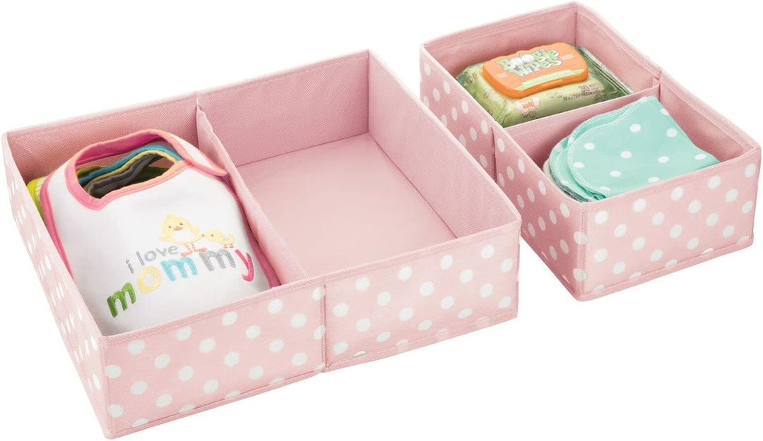 mDesign 4er-Set Aufbewahrungsbox – Organizer in 2 Grössen mit jeweils 2 Fächern fürs Kinderzimmer –